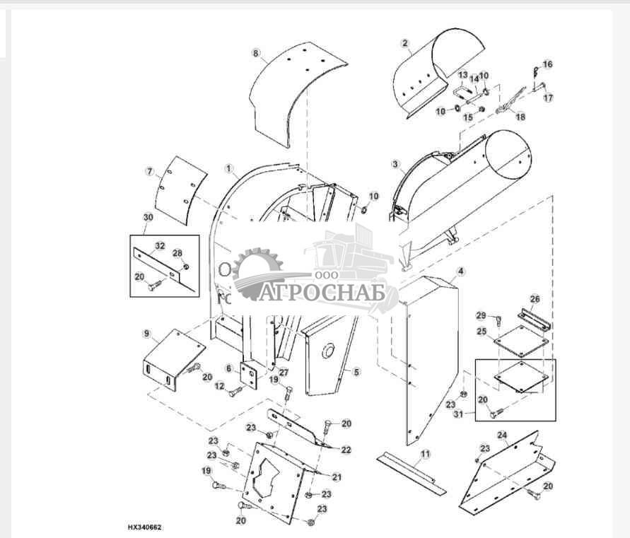 UPPER CLEAN GRAIN LOADING AUGER HOUSING 